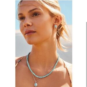 Kendra‎ Scott Ember Silver Strand Necklace in Variegated Turquoise NWT